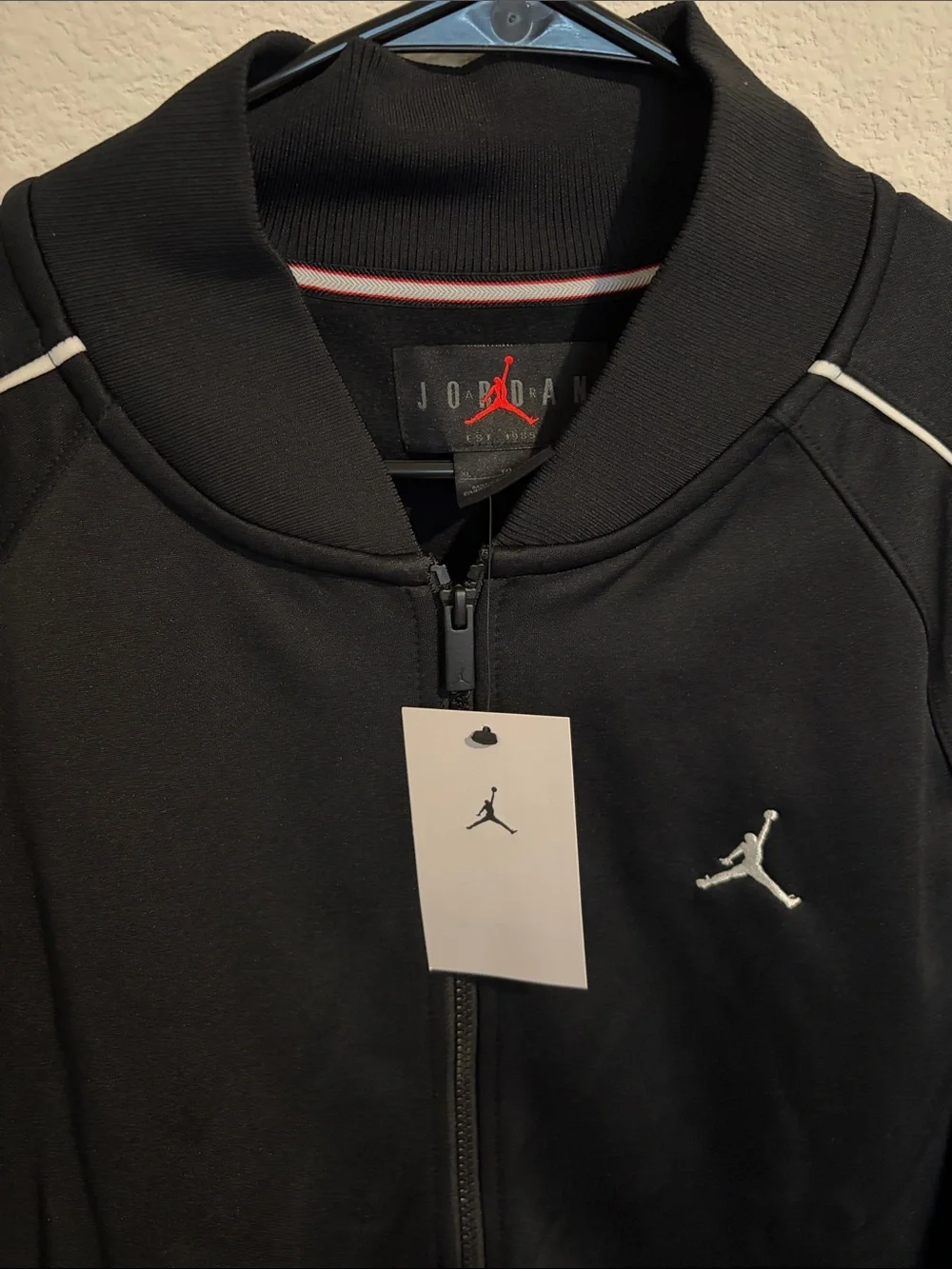 Jordan Black Track Jacket with White Piping